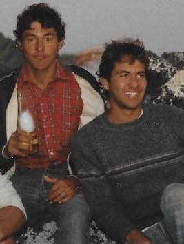 Pancho Morales and Paco Flores on a surf trip to Isla Todos Santos, 1984